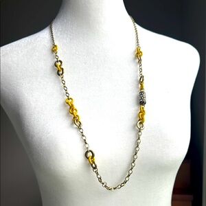 J Crew - Rhinestone and Yellow Gold-Tone Chain Necklace